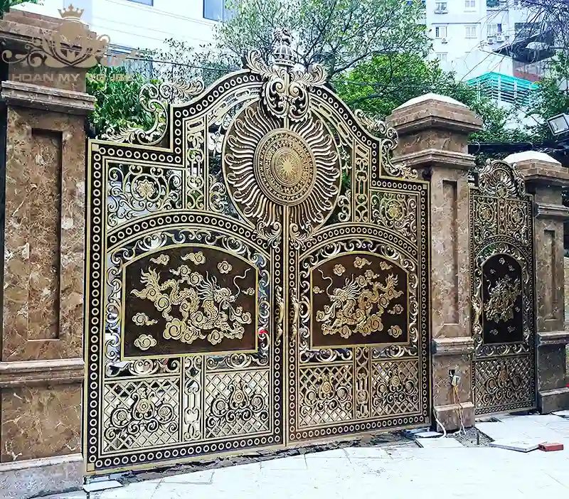 cổng nhôm đúc song long