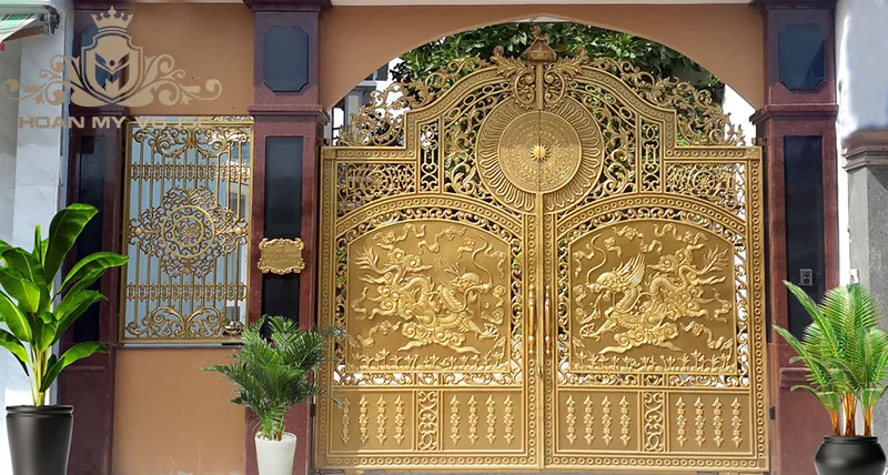 cổng nhôm đúc song long